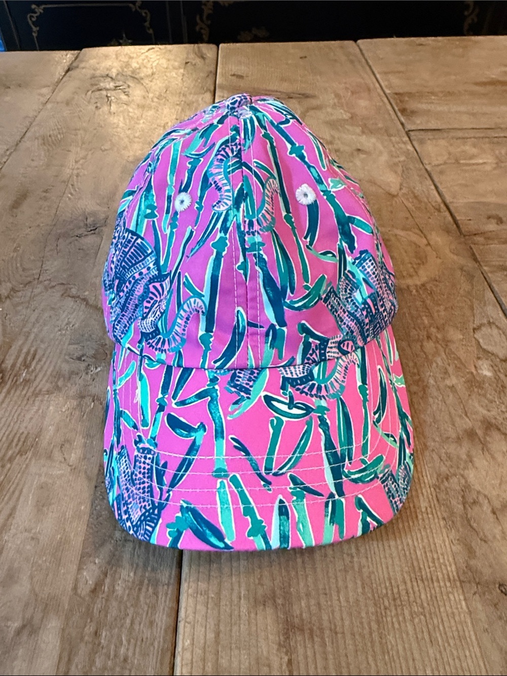 Lilly Pulitzer Pink & Teal Tropical Print Baseball Cap